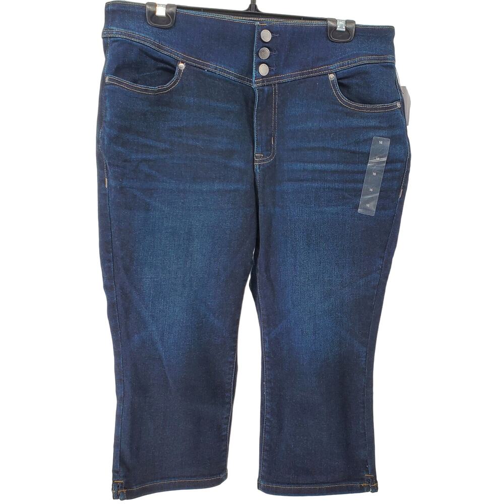 Lane Bryant Flex Magic Waistband High Rise Jegging Pedal Jeans Dark Wash 16 New